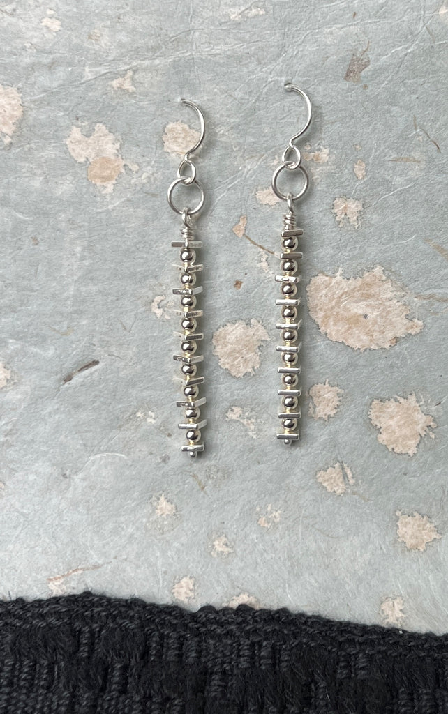 Silver stick earrings