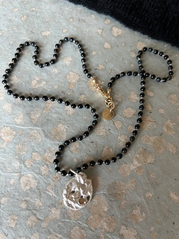 One-of-a-kind silver pendant hand knotted necklace