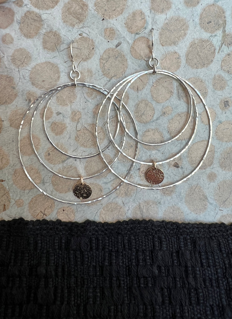Triple Hoop Earrings with gold