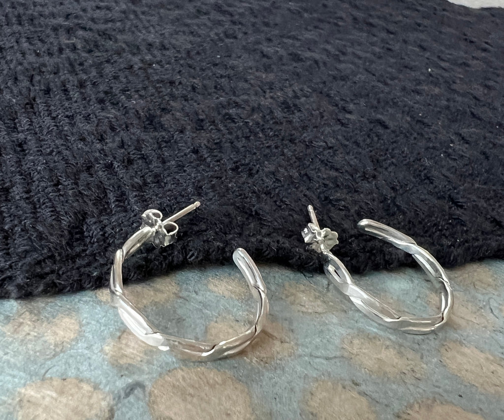 Twisted silver earrings