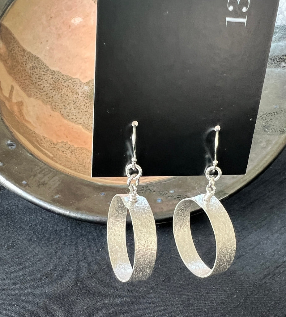 Textured silver hoop earrings