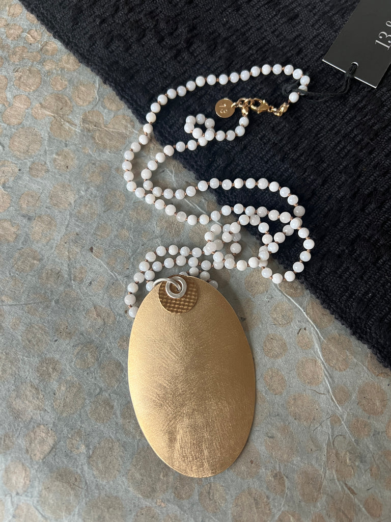 Jade and Shell Hand Knotted Necklace