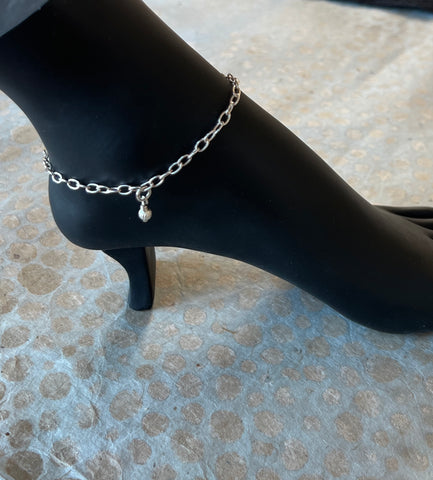 Silver anklet with charm