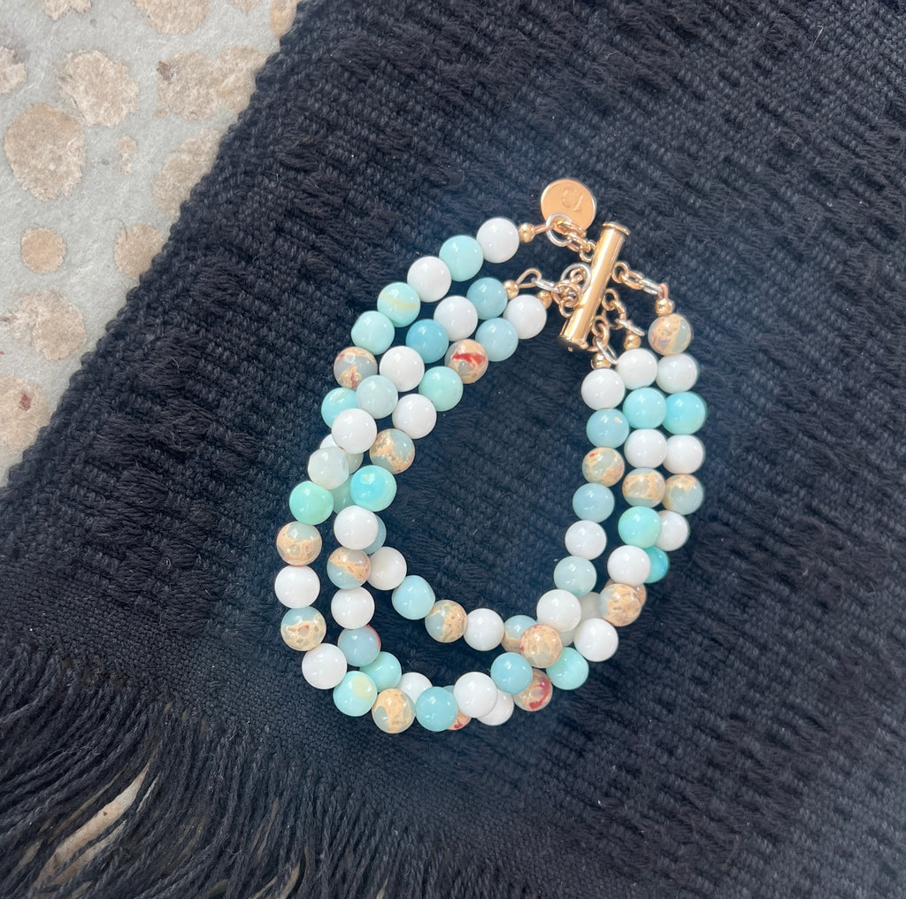 Triple strand beaded bracelet