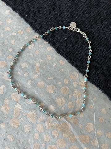 Sea blue Czech glass necklace