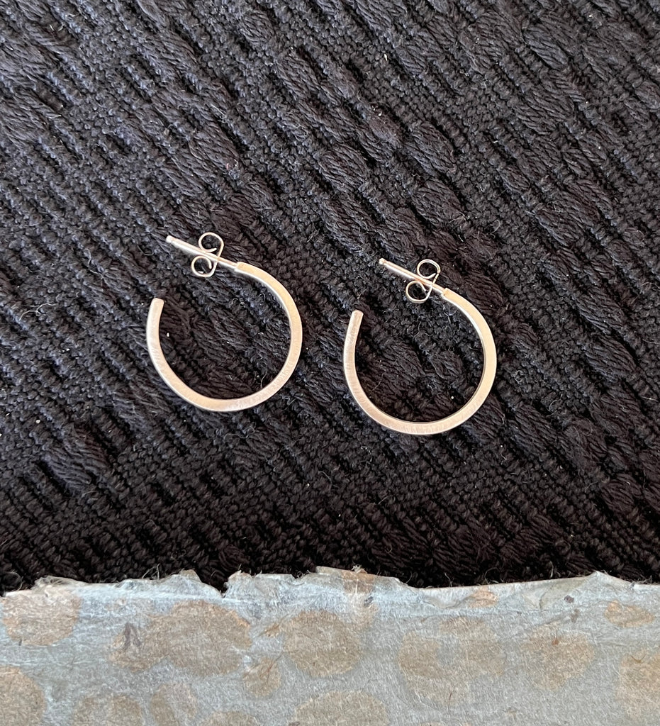 Brushed silver hoops (small)