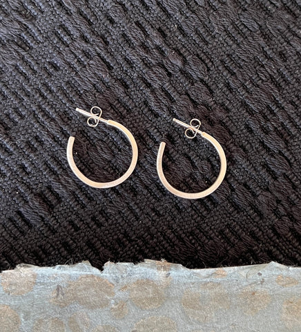 Brushed silver hoops (small)