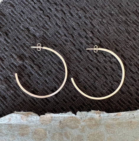 Brushed sterling silver circle hoops (large)